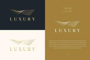 luxo abstrato asas e Cílio forma logotipo o negócio companhia beleza moda produtos vetor