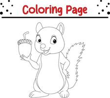 fofa esquilo animal coloração página para crianças vetor