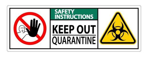 as instruções de segurança evitam o sinal de quarentena isolado no fundo branco, ilustração vetorial eps.10 vetor