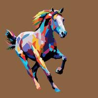 corrida cavalo desenhado usando wpap arte estilo, pop arte, vetor ilustração.