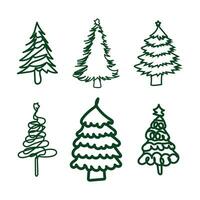 Natal árvores do vários mão desenhado plano vetor ilustração