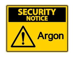 aviso de segurança sinal de símbolo de argônio em fundo branco vetor