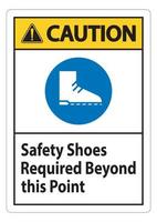 sinal de cuidado, sapatos de segurança necessários além deste ponto vetor