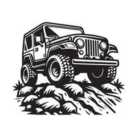 rústico mão desenhado logotipo ilustração do fora estrada carro vetor