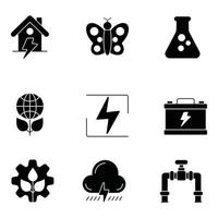 conjuntos de ícones de glifo de ecologia vetor