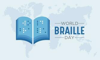 mundo braille dia é célebre cada ano em janeiro 4. vetor ilustração em a tema do mundo braille dia. modelo para bandeira, cumprimento cartão, poster com fundo.