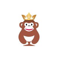 macaco rei logotipo projeto, ilustração do uma macaco vestindo uma coroa vetor