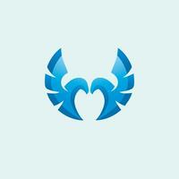 azul pássaro logotipo projeto, coração logotipo, em forma de coração pássaro ícone vetor