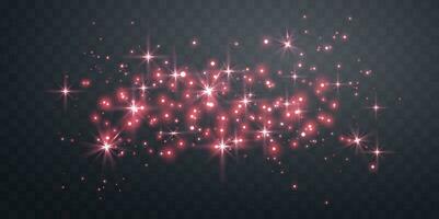 vermelho Magia faíscas e poeira estrelas. vermelho brilho flare luz efeito. Natal luz efeito. vetor partículas