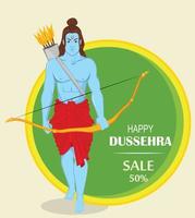 senhor rama com arco e flechas para o festival dussehra navratri da índia. banner ou cartaz à venda. vetor