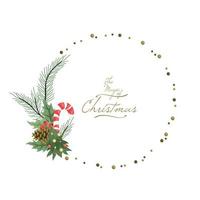 guirlanda de abeto de Natal com bagas vermelhas. coroa de pinheiros. coroa de flores spruce de ano novo. elemento decorativo. ilustração vetorial. vetor