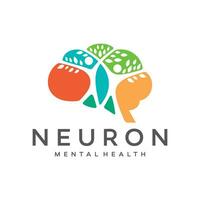 neurônio conexão logotipo projeto, humano cérebro ícone inovação inteligência vetor ilustração.