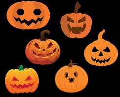 abóbora objetos de halloween sinais símbolos ilustração vetorial abstrato com fundo preto vetor