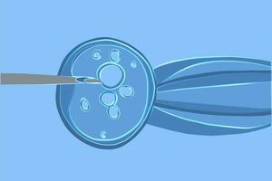 vetor isolado ilustração do artificial inseminação debaixo uma microscópio. doação do ovo células. ovo congelando.