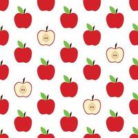 padrão sem emenda de maçã vermelha, fundo com frutas fofas, grupo de objetos para papel de parede, têxteis, impressão vetor