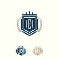elegante escudo e carta hc vetor logotipo Projeto modelo