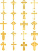 cristão Cruz ícone conjunto vetor