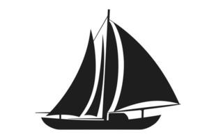 uma barco a vela silhueta vetor livre, Navegando barco Preto forma clipart