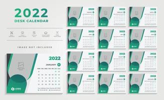 design limpo e abstrato de calendário de mesa 2022 vetor