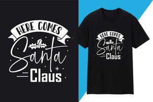 aqui vem santa claus t camisa Projeto vetor