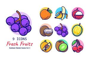 frutas coleção desenho animado vetor ícone ilustração Comida natureza ícone conceito isolado