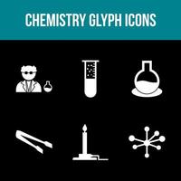 conjunto único de ícones de vetor de glifo de química