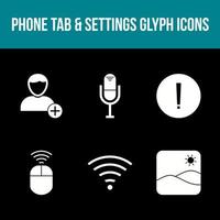 guia de telefone exclusivo e conjunto de ícones de vetor de configurações