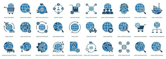 global abastecimento vetores ícone ilustração para global Compras, internacional abastecimento, fornecem cadeia globalização, abastecimento estratégia, no mundo todo fornecedores, global fornecem rede