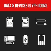 conjunto de ícones de vetor de dados e dispositivos exclusivos