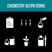 conjunto único de ícones de vetor de glifo de química