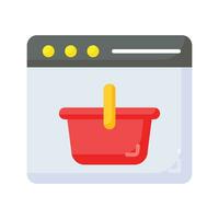 compras cesta dentro página da web mostrando conceito ícone do conectados compras, vetor do compras local na rede Internet