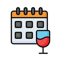 calendário com beber vidro mostrando conceito ícone do anual evento vetor Projeto