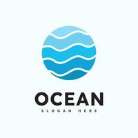 vetor de modelo de logotipo de ondas oceânicas, design de logotipo simples e moderno do oceano