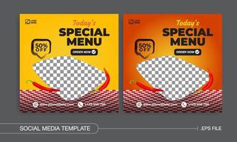 modelo de menu especial de hoje para vetor premium de promoção de mídia social