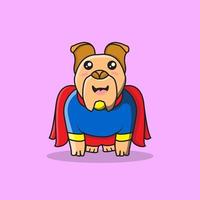 ilustração do ícone do vetor dos desenhos animados do cão super-herói bonito.
