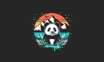 panda em montanha vetor ilustração plano Projeto