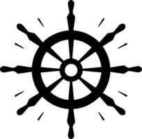 navio roda - Preto e branco isolado ícone - vetor ilustração