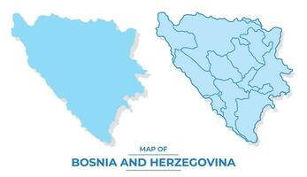 vetor Bósnia mapa conjunto simples plano e esboço estilo ilustração