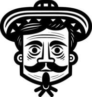 mexicano - Preto e branco isolado ícone - vetor ilustração