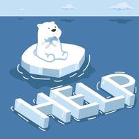 urso polar, pólo norte, aquecimento global ártico vetor