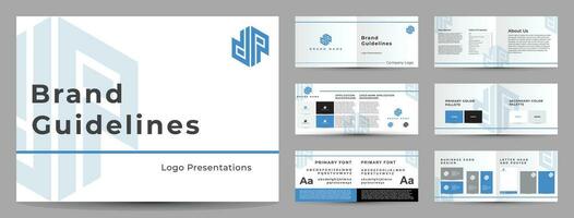 abstrato criativo e minimalista carta dp logotipo Projeto ícone com panorama marca orientações modelo e 12 Páginas marca orientação vetor