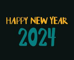 feliz Novo ano 2024 abstrato amarelo e azul gráfico Projeto vetor logotipo símbolo ilustração com Preto fundo