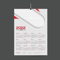 design de calendário 2022 de parede de 12 meses de cor vermelha vetor