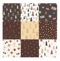 conjunto de padrões sem emenda brilhantes de feliz Natal. para papel de parede, têxteis, pano de fundo, papel de embrulho vetor