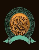 ilustração de cabeça de águia em ornamento de círculo vintage vetor