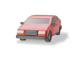 3d vermelho carro vintage modelo isolado. render brilhante realista carro. clássico sedan motor veículo. plástico brinquedo auto. publicidade para dirigindo escola partilha de carros e reparar serviço. desenho animado vetor ilustração