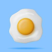 3d frito ovo isolado. render desenho animado ovo café da manhã ícone. laticínios Comida e mercado. Páscoa brincar conceito. realista vetor ilustração.