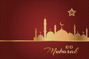 eid Mubarak cumprimento cartão com mesquita e estrelas vetor ilustração