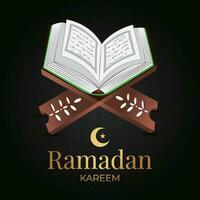 Ramadã kareem cumprimento cartão Ramadã kareem fundo com aberto livro e crescente vetor