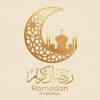 Ramadã mubarak, islâmico cumprimento cartão com árabe caligrafia RAM vetor